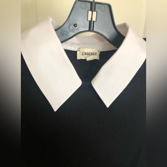 L'AGENCE April Poplin Collar Pullover in Black - Picture 11 of 16